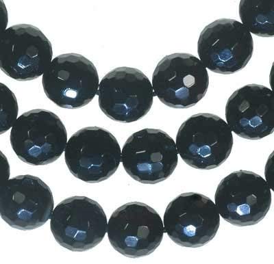 uGems Black Onyx 10mm Round Faceted Beads Strand 14.5"