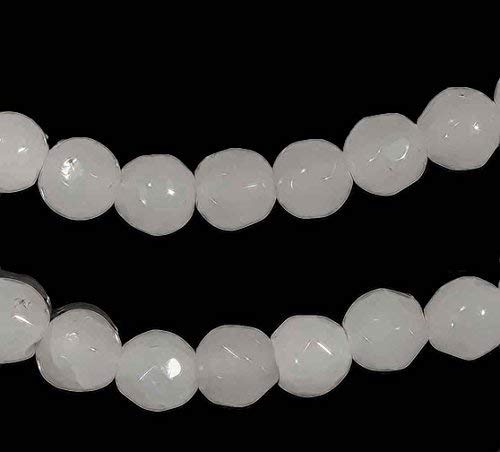 uGems White Serpentine Round Bead Strand Facet 4mm