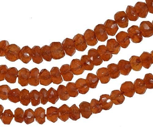 uGems Carnelian Micro Faceted Rondelle Genuine Natural Beads Strand ~3