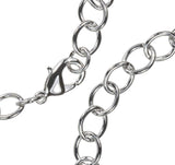 uGems Rhodium-Tone Steel Charm Chain Bracelet 9mm Cable 8"
