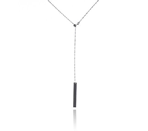 uGems Sterling Silver Y-Style Necklace with Engravable Pendant 28 Inch