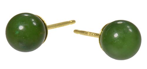 14k Yellow Gold Green Onyx Round Stud Earrings 8mm