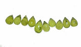 Peridot Briolettes Drops Genuine Gemstone Facet Beads 7mm-8mm High (10)