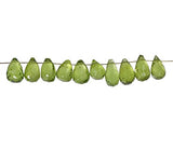 Peridot Briolettes Drops Genuine Gemstone Facet Beads 7mm-8mm High (10)