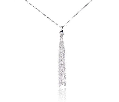 uGems Sterling Silver Necklace with Chain Tassel Pendant 18 Inch