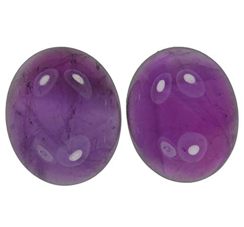 Pair Amethyst Cabochon Medium Purple ~12mm x 10mm (Qty=2)
