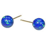 14k Yellow Gold Created Opal Round Stud Earrings Fashion Colors