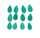 Green Onyx Drop Briolettes Micro Facet ~7mm (Qty=12)