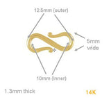 uGems 14k Gold S-Hook Clasp Connector 11mm Medium