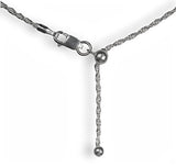 uGems Sterling Silver Adjustable Rope Chain 1.2mm, 22 Inch