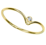 Chevron Ring with CZ Sterling Silver or 14K Gold Fill