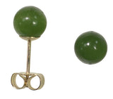14k Gold Nephrite Jade Round Stud Earrings