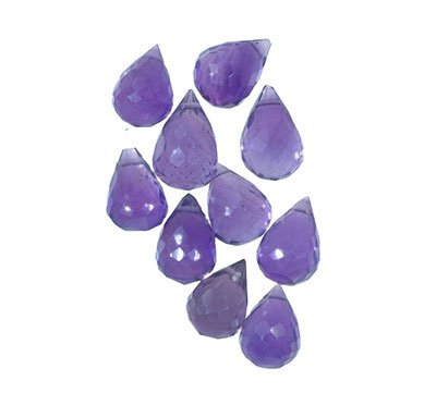 Amethyst Drops Briolettes Genuine Gemstone Facet Beads 8mm (10)
