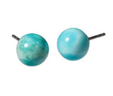 Sterling Silver Sleeping Beauty Turquoise Round Stud Earrings 6mm