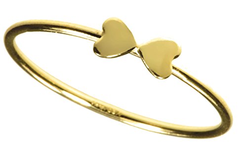 uGems 14K Gold Filled Double Heart Stacking Rings Assorted Sizes