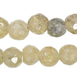 uGems Yellow Quartz Citrine Crackle Inclusions Round Beads Strand Faceted 6mm