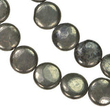 uGems Pyrite Disc Medium Beads Natural Genuine Strand 12mm 15.5"
