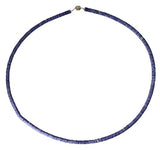 uGems Lapis Lazuli Heishi Necklace Magnetic Gold Fill Clasp 18" Denim Color