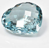 Simulated Aquamarine Heart Checkerboard 19mm