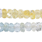 Shaded Aquamarine 2mm-3mm Assorted Colors Micro Faceted Bead Strand 13 Inch