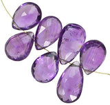 Amethyst Briolettes Pear Teardrop Genuine Facet Beads 10mm-12mm (Qty=7)