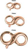 uGems Sterling Silver 14K Rose Gold Plated 1-Micron Infinity Figure Eight Lobster Double Claw Clasp