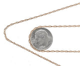 uGems 14k Rose Gold Filled Rope Chain Necklace USA Size 9R 0.9mm 18 Inch