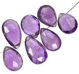 Amethyst Briolettes Pear Teardrop Genuine Facet Beads 10mm-12mm (Qty=7)
