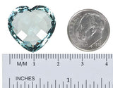 Simulated Aquamarine Heart Checkerboard 19mm