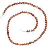 Fire Agate Facet 4mm Round Small Beads Strand 15.5"