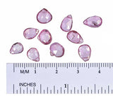 Coated Pink Quartz Briolette Beads Pear Shape Small 6mm to 7mm (Qty=10)