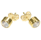 14kt Gold Filled White CZ Bezel Post Earrings