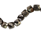Pyrite Natural Facet Square Cube Beads 1mm Hole 8mm (Qty=8 Beads)