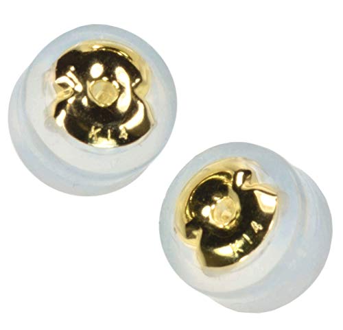 uGems Silicone & 14k Yellow Gold Earring Backs Small 5mm Hybrid Style 1 Pair