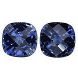 UnsetGems Blue Synthetic Sapphire Sm Cushion Checkboard Facet 7mm X 7mm (2)
