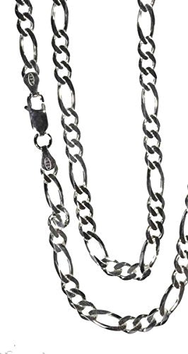 uGems Sterling Silver Figaro Diamond Cut Chain Italian Link Necklace 4.5mm 24 Inch