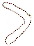 Ruby Corundum 3.5mm Faceted Beads Magnetic Clasp Goldtone Linked Strand 18"