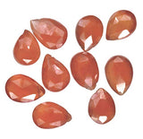 uGems Carnelian Pear Briolette Facet Gem Beads .016" Hole ~10mm (Qty=10)