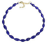uGems Lapis Lazuli Adjustable Statement Necklace Ovals