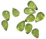Peridot Briolettes Drops Genuine Gemstone Facet Beads 7mm-8mm High (10)