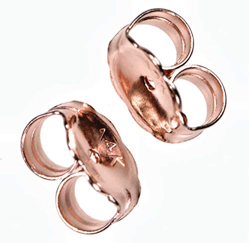 14K Rose Gold 6mm Earring Backs Clutches (.030 Post) 1 Pair