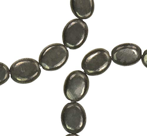 uGems Pyrite Oval Small Beads Natural Genuine Strand 10mm 15.75"