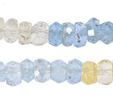 Shaded Aquamarine 2mm-3mm Assorted Colors Micro Faceted Bead Strand 13 Inch