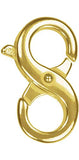 uGems Sterling Silver 14K Gold Plated Infinity Figure Eight Lobster Double Claw Clasp