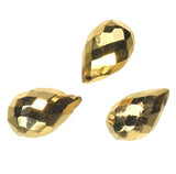 uGems Gold Pyrite Briolette Drop Faceted Beads Mystic ~10mm (Qty=3)