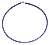 uGems Lapis Lazuli Heishi Necklace Magnetic Gold Fill Clasp 16" Denim Color