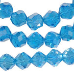 Aqua Blue Crystal Fancy Cut Glass Beads Strand 10mm 16"