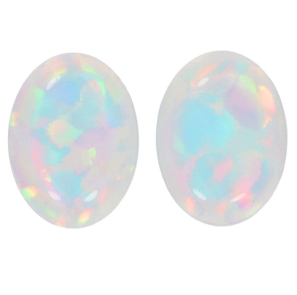 uGems 2 Created Opal Cabochons Small Crystal 8mm x 6mm (2)