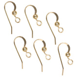 uGems 3 Pairs 14K Gold Fill Flattened Ear Hook Wires 3mm Bead with Loop 18mm