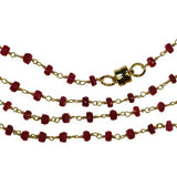 Ruby Corundum 3.5mm Faceted Beads Magnetic Clasp Goldtone Linked Strand 18"
